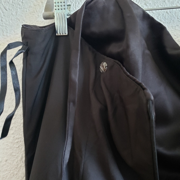 Vtg Impression Bride Womens Black Atlas Assymetrical Drapped Skirt Long - Picture 11 of 16